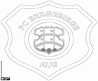 Abzeichen des FC Erzgebirge Aue. Fußball-Club in Aue, Stadt von Sachsen