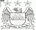 Abzeichen von Manchester City FC. Fußballverein aus Manchester mit dem Spitznamen The Citizens