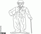 Charlot, dem berühmten Charakter Charles Chaplin 1914
