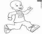 Little Bill mit seinem T-shirt mit dem Buchstaben B