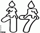 Eine ein und eine sieben mit zwei Kerzen zum Geburtstag