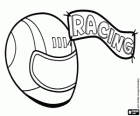Das Wort Racing und einen Helm