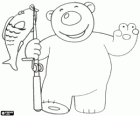 Der Eisbär Poby hat Fischen