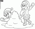 Die Kinder spielen im Schnee, Schneebälle