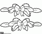 Zwei pflanzliche Ornamente mit Schleifen für Weihnachtsfeiern