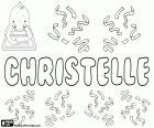 Christelle, französische Variante von Christine, Christina. Name lateinischen Ursprungs, abgeleitet von Christinus, seine Bedeutung ist Anhänger von Christus