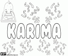 Karima, Variante des Karimah, Kareema, Kareemah und Kareima. Karima ist die weibliche Form von Karim oder Kareem. Seine Bedeutung auf Arabisch ist großzügig