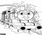 Thomas Dampflokomotive ist glücklich, wenn es der Tag der Bereinigung ist, weil nachdem er viel heller aussieht
