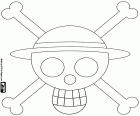 Das Emblem der Flagge der Piraten Hut Stroh. One Piece Jolly Roger, Piratenflagge Kapitän Monkey D. Luffy und seine Crew