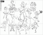 Puzzle mit Kindern beim Sport auf der ganzen Welt. Puzzle von den Welttag der körperlichen Aktivität, 6 April