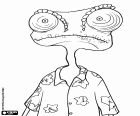 Rango das Chamäleon mit seinem Hawaiian Shirt mit Blumen, die Hauptfigur des Films