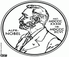 Eine Gedenkmedaille des Nobelpreises. Medaille mit dem Bild von Alfred Nobel im Profil mit dem Datum der Geburt, am 21. Oktober 1833, und das Datum des Todes, am 10. Dezember 1896. Alfred Nobel, werden der schwedischen Erfinder und industriellen, der sein Vermögen für die Nobelpreise in seinem ausgegeben. Alfred Nobel erfunden Dynamit. Nobelpreise sind ausgezeichnet seit 1901 jährlich die wichtigsten Personen in Physik, Chemie, Medizin, Literatur und Frieden