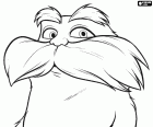 Das Gesicht der Hauptprotagonist, Lorax mit markanten Augenbrauen und Schnurrbart