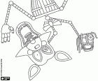 Mangle ist eine überarbeitete Version von Foxy. Mangle scheint eine Bauchredner-Puppe, dieser Charakter ist fast ganz endoskeletal. Mangle hat einen zweiten komplett mechanischen Kopf