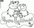 Das Logo von Peppa Pig World, ein Vergnügungspark widmet sich die Zeichen des Peppa Wutz bei Paultons Park, New Forest, Hampshire, Großbritannien