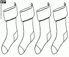 Dekorieren Sie und personalisieren Sie die vier Socken für Weihnachtsgeschenke