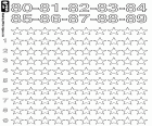 Eine pädagogische Ausmalvorlage mit Sternen von achtzig bis achtzig bis neun zählen lernen