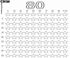 Zählen bis zu 80 Anzahl mit den Stars, sind achtzig acht ten