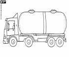 Seitenansicht des Tank-LKW, Tankwagen, ein LKW für den Transport von Flüssigkeiten wie Wasser, Chemikalien und Kraftstoffe
