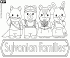 Sylvanian Families, vier Figuren aus der Sammlung der anthropomorphe Tiere. Diese Figuren sind von der japanischen Firma Epoch