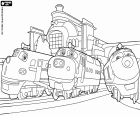 Drei Lokomotiven aus Chuggington Bahnhof kommen, sind sie Bastian, Wilson und Koko