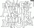 Eine grafische Komposition mit den sechsundzwanzig Buchstaben des lateinischen Alphabets