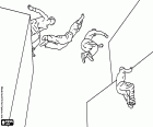 Auf dieser Seite zum Ausmalen sehen wir die Reihenfolge der ein Traceur im Sprung. Ein Traceur ist ein Praktiker von Parkour. Parkour ist eine Disziplin, die unterwegs alle gefundenen Hindernisse nur mit dem eigenen Körper besteht. Eine sehr gute physische Vorbereitung ist notwendig für die Praxis Parkour. Die mentale Vorbereitung ist auch erforderlich, die Herausforderungen auf dem Weg unter Berücksichtigung der eigenen Fähigkeiten einzuschätzen. Parkour ist eine Extremsportart, die jeder Prakt