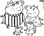 Die Familie von Peppa Wutz mit ihren Pyjamas: Papa Pig, Mama Schwein und Peppa Pig George Pig