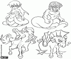 Das sind die anderen vier Mystische Kreaturen, Echidna, Kekrops, Kelpie, Hippokamp