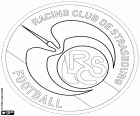 Schild des Racing Club Strasbourg Alsace, RC Strasbourg, Fußballverein in Straßburg, große Stadt des Elsass grenzt an Deutschland, Sitz des Europäischen Parlaments