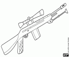 Ein automatisches Gewehr mit Zielfernrohr, eine Waffe abfeuern mit Präzision, um sehr lange Strecken für Scharfschützen
