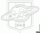 Emblem der FK Saturn Ramenskoje, Fußballverein mit Sitz in Ramenskoje, Stadt der Moskauer Oblast, befindet sich etwa 40 km südöstlich von der russischen Hauptstadt