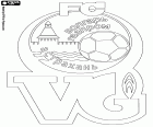 Logo der FK Wolgar Astrachan, Fußballverein in Astrachan, Hafenstadt an den Ufern der Wolga und Hauptstadt der Oblast Astrachan, in der Region des Kaspischen Meeres, im Süden des Europäischen Russlands
