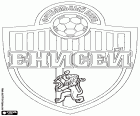 Logo der FK Jenissei Krasnojarsk, Fußballverein in Krasnojarsk, Stadt in der Region Ost-Sibirien und Hauptstadt der Region Krasnojarsk. Futbolny Klub Yenisey Krasnoyarsk, Russisch ursprünglichen Namen transkribierte