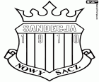 Emblem der Miejski Klub Sportowy Sandecja Nowy Sącz, basierte Fußballverein in Nowy Sącz, Stadt am Zusammenfluss der Flüsse Kamienica und Dunajec in Polen in der Woiwodschaft Kleinpolen