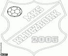 Schild des Miejski Klub Sportowy Kluczborku, Fußballverein in Kluczbork, Stadt im Südwesten Polens in der Woiwodschaft Oppeln