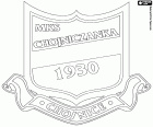 Schild des MKS Chojniczanka Chojnice, Miejski Klub Sportowy Chojniczanka Chojnice, Sportverein in Chojnice, Stadt im Norden Polens, Hauptstadt der gleichnamigen Grafschaft in der Pommerschen Woiwodschaft