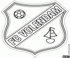 Schild des FC Volendam, Fußballverein in Volendam, Hafenstadt im Nordwesten der Niederlande in der Provinz Noord-Holland. Volendam ist eine Touristenattraktion mit Edam, nahe gelegenen Stadt berühmt für seinen Käse