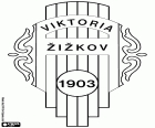 Emblem der FK Viktoria Žižkov, Fußballverein mit Sitz in Žižkov, eine ehemalige selbständige Gemeinde und aus dem Jahr 1920 ist ein Bezirk von Prag, die Hauptstadt der Tschechischen Republik