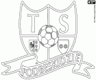 Logo der TS Podbeskidzie, Towarzystwo Sportowe Podbeskidzie Bielsko-Biała, Fußballverein in Bielsko-Biała, Stadt an den Ufern des Flusses Biała am Fuße der Karpaten in der Woiwodschaft Schlesien, befindet sich in Polen, nahe der Grenze zu Tschechien und der Slowakei
