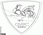 Emblem von Gil Vicente Futebol Clube, Fußballklub mit Sitz in Barcelos, Stadt der Norden von Portugal im Distrikt Braga. Das Wahrzeichen der Stadt ist ein Hahn, die Legende vom Hahn von Barcelos