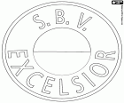 Emblem des SBV Excelsior, Stichting Betaald Voetbal Excelsior, Fußballverein mit Sitz in Rotterdam, Hafenstadt im Westen der Niederlande. Der Hafen von Rotterdam ist der größte Frachthafen in Europa, es hat eine strategische Lage in der Mündung des Flusses Rhein in die Nordsee