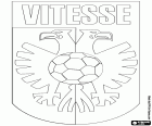 Schild der Stichting Betaald Voetbal Vitesse, SBV Vitesse, Fußballverein mit Sitz in Arnheim, Stadt in den Ufern des Rheins, im Osten der Niederlande und die Hauptstadt der Provinz Gelderland