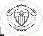 Schild des Clube Desportivo Nacional, Nacional de Madeira, Fußballverein in Funchal, Stadt der Insel Madeira und die Hauptstadt der autonomen Region Madeira, portugiesische Inselgruppe im Atlantischen Ozean