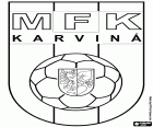 Abzeichen der MFK Karviná, Městský Fotbalový Klub Karviná, Fußballverein in Karviná, Stadt an den Ufern des Flusses Olza in der Mährisch-Schlesischen Region, gelegen an der Grenze zu Polen, im Osten der Tschechischen Republik