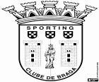 Schild des Sporting Clube de Braga, Fußballverein in Braga, Stadt in der historischen Provinz Minho im Nordwesten Portugals. Braga ist die drittgrößte Stadt des Landes bevölkerungsreicheren