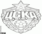 Schild von ZSKA Moskau, Fußballverein ist Teil eines größeren Sportverein mit Sitz in Moskau. Der Verein wurde als das Team von der Roten Armee, bekannt, wie es Teil der Armee von der ehemaligen Sowjet Union war
