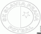 Abzeichen des Slavia Prag, Sportovní klub Slavia Praha Fotbal AS, Fußballverein in einem Sportverein mit Sitz in Prag, die bevölkerungsreichste Stadt und die Hauptstadt der Tschechischen Republik
