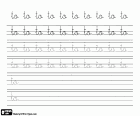 Kalligraphie-Übungen mit Richtlinien, die Kombination der Buchstaben T und O, die Silbe TO