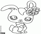 Ein schönes Häschen mit Ornament auf dem Ohr, eine Blume, ein anderes Tierspielzeug Littlest Pet Shop